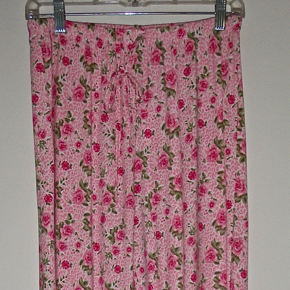 MIA & TESS WOMEN'S LOUNGE PANTS "ROSE BLOOM" DRAWSTRING ELASTIC WAIST SIZE L~NWT